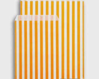 Orange White Candy Stripe Paper Bags | Party Favors, Sweet Treats, Gift Packaging
