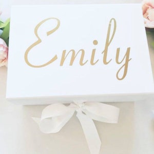 Witte gepersonaliseerde geschenkdoos, jouw naam, luxe aandenkendoos, zwarte diepe geschenkdoos, witte diepe geschenkdoos, gepersonaliseerd cadeau, luxe cadeau