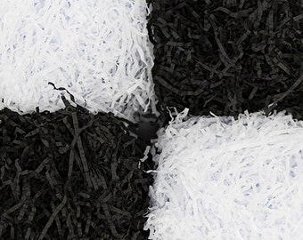 Weißes oder schwarzes geschreddertes Seidenpapier, Kistenfüllung, Korbfüllung, Geschenkverpackungsfüller, säurefrei, schneeweißes geschreddertes Papier