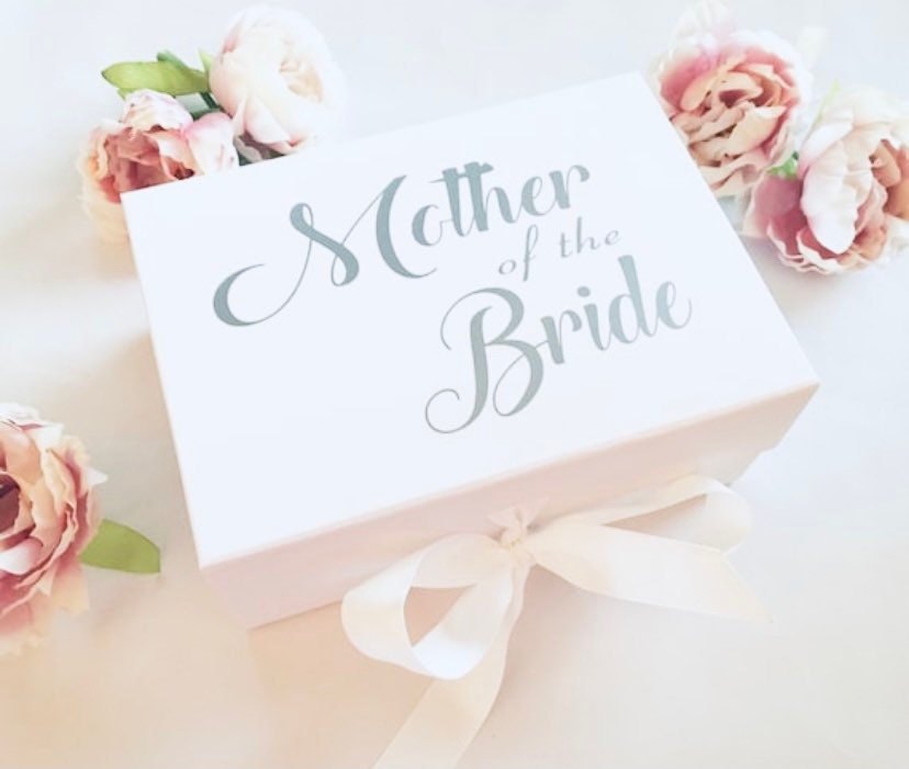 White Custom Bride Gift Box Personalised with Wedding Date – Pink Positive