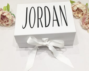 Personalized Keepsake Box: White Gift Box with Magnetic Closure