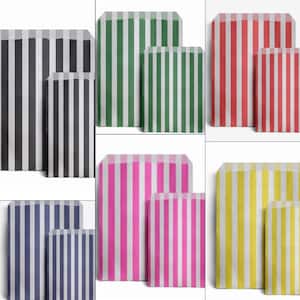 Mixed Colours Candy Stripe Paper Bags, Pick n Mix Bags, Buffet Bags, 2 Sizes, Paper Eco Bags, Festive Party Bags, Sweet Bags, Treat Bags
