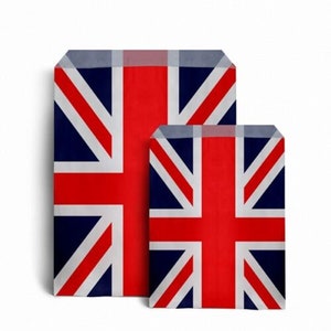 Sacs en papier drapeau Union Jack, Accessoires de fête du couronnement, Sacs de fête patriotiques, Célébrations d'un événement royal, Sacs en papier écologiques, Sacs drapeau national du Royaume-Uni