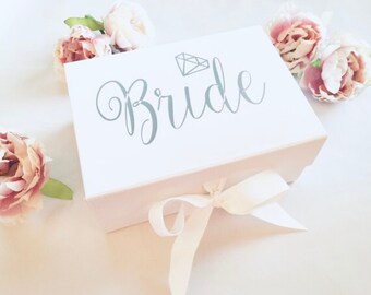 Bride Keepsake Box: White Memory Box with Ribbon