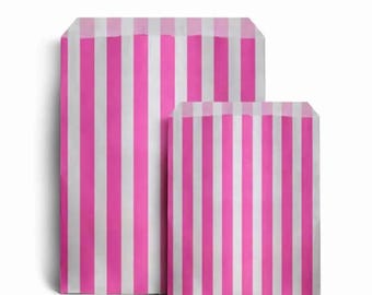 Pink White Candy Stripe Paper Bags | Party Favors, Sweet Treats, Gift Packaging
