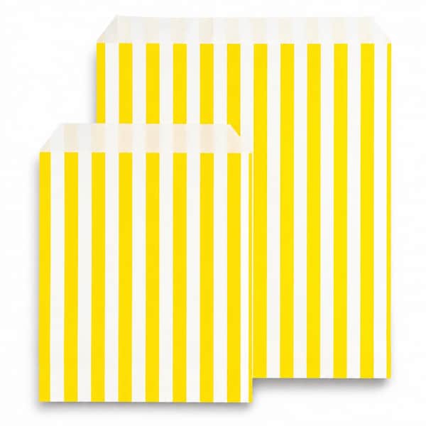 Yellow White Candy Stripe Paper Bags | Party Favors, Sweets, Gifts (Sample to 300 Pack)