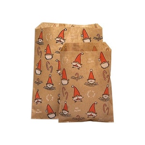 Sacchetti di carta kraft natalizi, 2 misure, sacchetti regalo di Babbo Natale sorridente, varie quantità, regali di Natale, sacchetti ecologici di carta kraft, sacchetti per feste