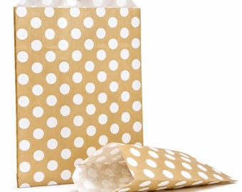 Gold & White Polka Dot Paper Bags | Eco Friendly Gifting | Treat Bags