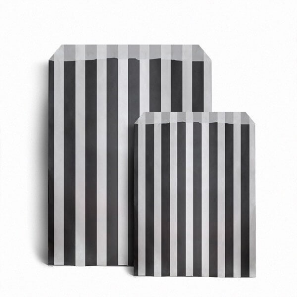 Black & White Candy Stripe Paper Bags, 2 Sizes, Various Quantities, Paper Eco Bags, Festive Party Bags, Sweet Bags, Treat Bags