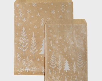 Enchanted Forest Christmas Kraft Paper Bags | Eco Friendly Treat Bags (5x7 & 7x9)