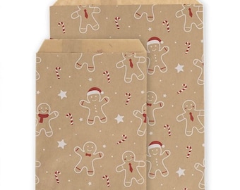 Gingerbread Christmas Kraft Paper Bags | Eco Friendly Gifting | Treat Bags | 5x7 & 7x9