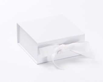Small White Magnetic Gift Box with Ribbon | Luxury Keepsake Jewellery Box