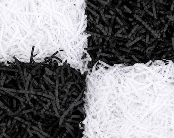 Shredded Tissue Paper | Hamper Filler | Gift Box Filler | Eco Friendly Packaging | White & Black