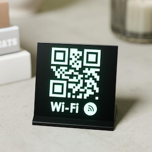 3D-utskriven WiFi QR-kodskylt, skanna-för-att-anslut gäst-WiFi för Airbnb och kontor
