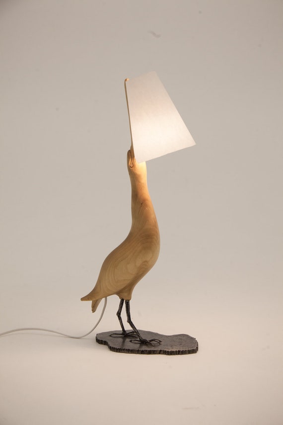 Houten tafel lamp roerdomp vogel настольный из | Nederland