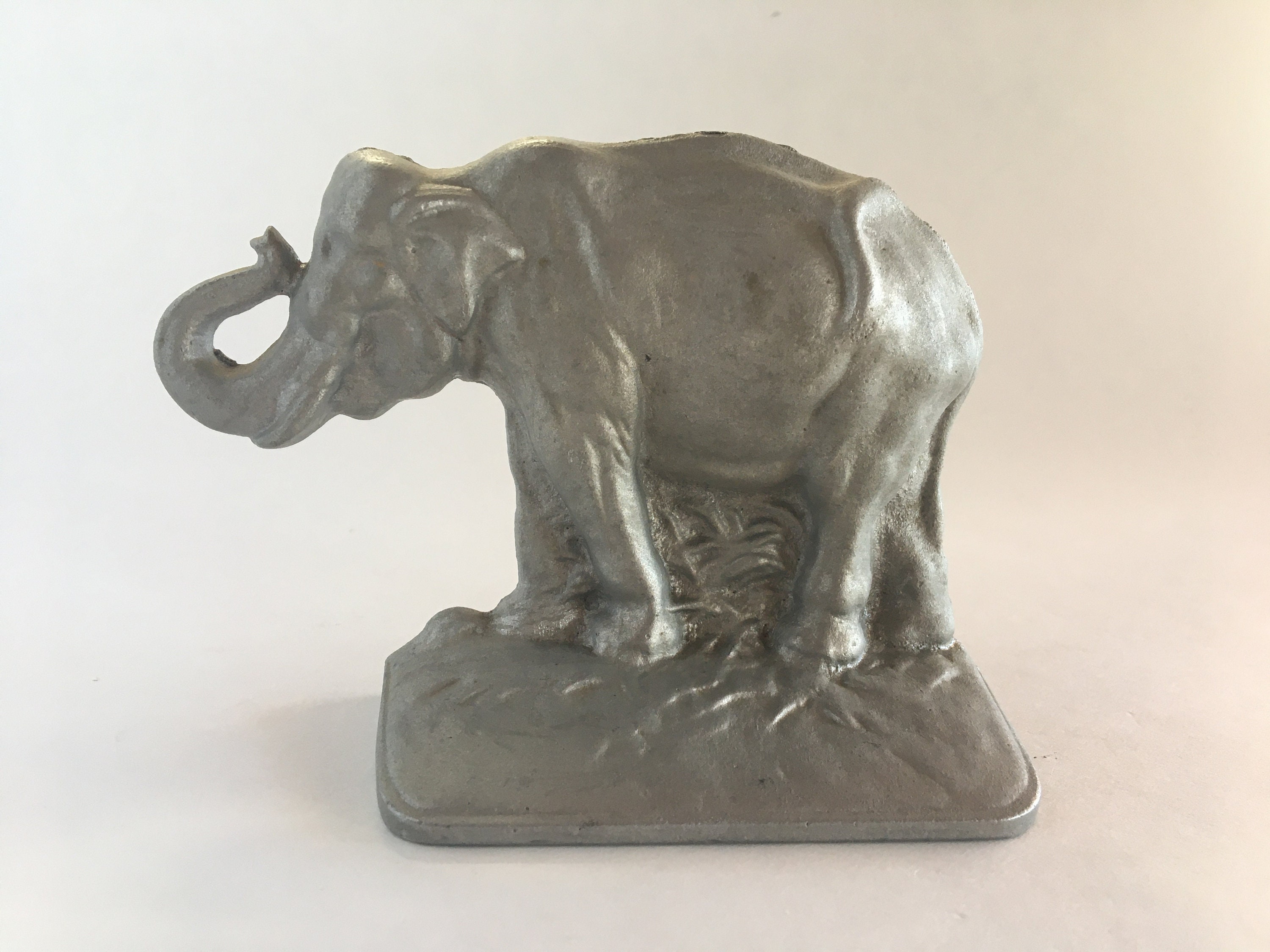 Smaller Vintage Silver Tone Metal Bookend Standing Elephant in Etsy