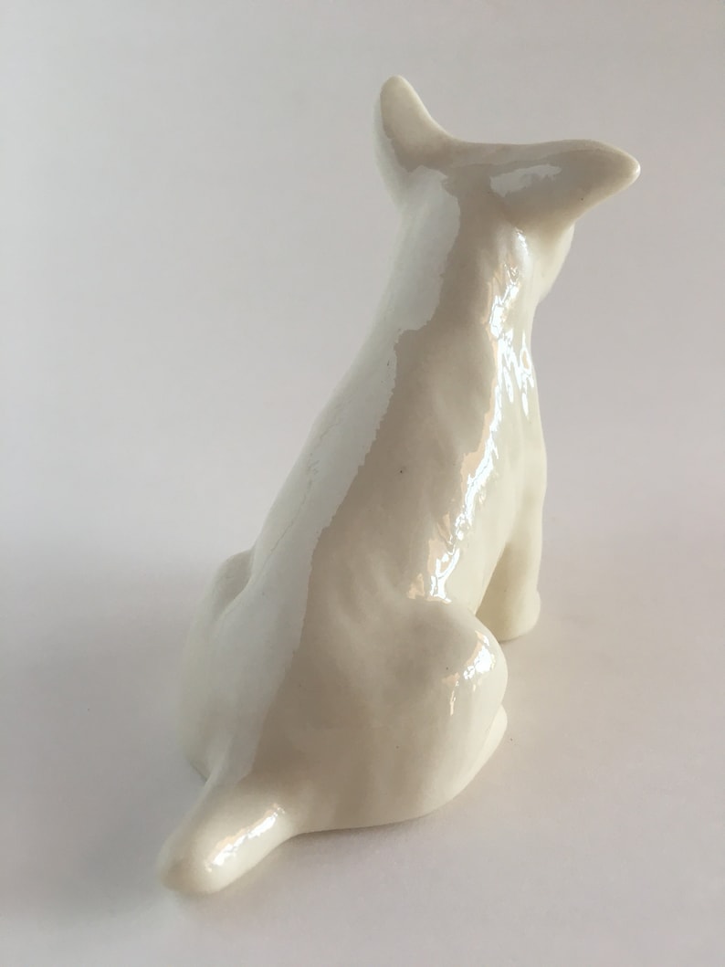 Small Vintage Belleek Scottish Terrier Figurine Small Porcelain Scottie Dog Handmade in Ireland 6th Mark 4 Long