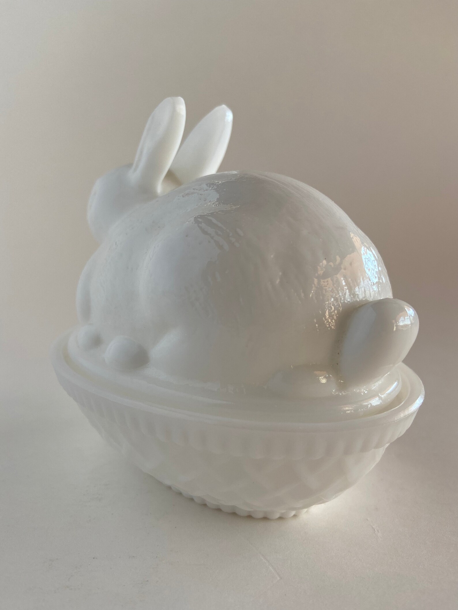 Vintage Imperial Glass Milk Glass Bunny Rabbit on Nest Etsy