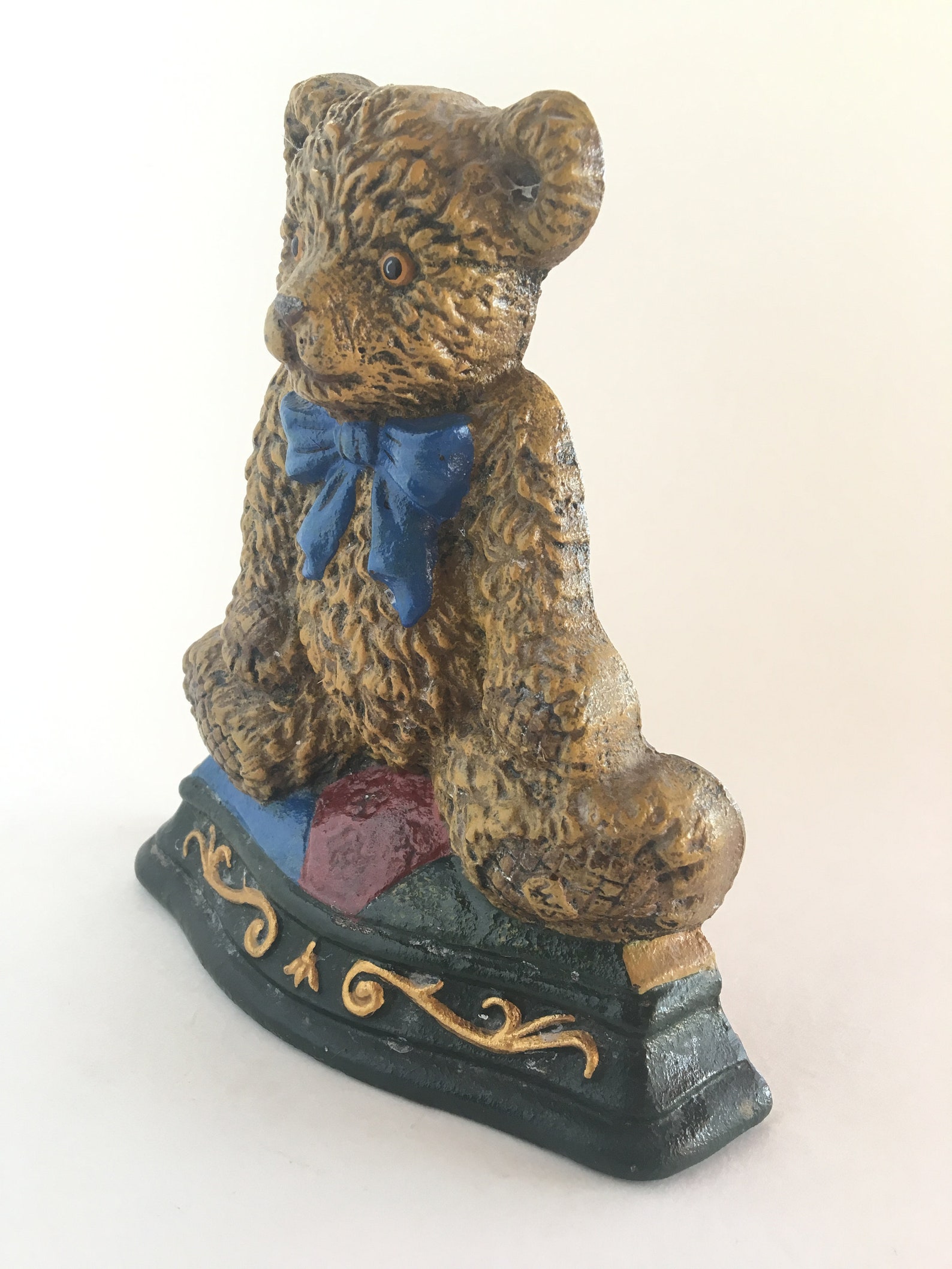 Vintage Cast Iron Metal Teddy Bear Doorstop Bookend by Wright Etsy