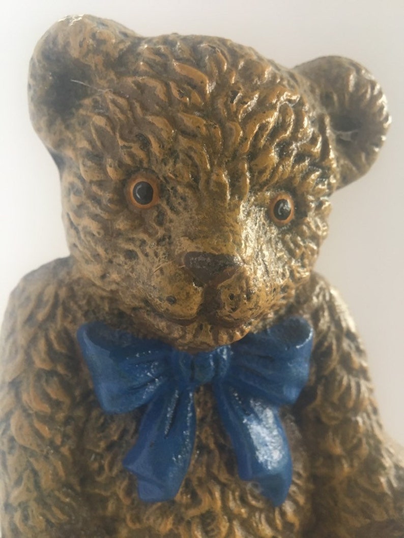 Vintage Cast Iron Metal Teddy Bear Doorstop Bookend by Wright Etsy