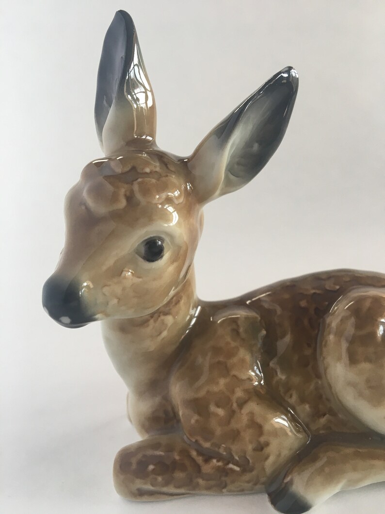 Vintage German Porcelain Deer Fawn Figurine Reclining Etsy