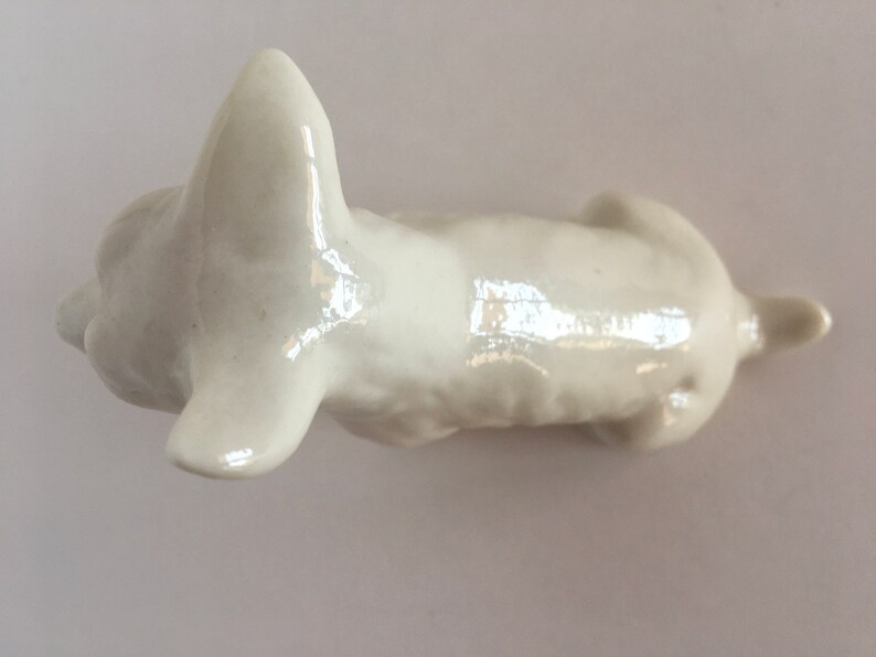 Small Vintage Belleek Scottish Terrier Figurine Small Porcelain Scottie Dog Handmade in Ireland 6th Mark 4 Long