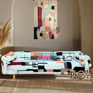 Luxury Boho sofa Elegant Moroccan Handmade Couch - High-Quality Wool Sofa with New Design |  | Artisan Handwoven Seating Moroccan couch