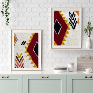 2 of Classic hanging Rug Wall Tapestry - Authentic Ethnic Decor for Home Interiors ,Bohemian Charm Handwoven Moroccan  rug ,wall rug