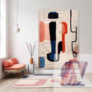 Modern Moroccan Abstract Wall Hanging Rug – Handwoven Bohemian Tapestry, Unique Art Deco Carpet Handwoven Moroccan rug tufting art