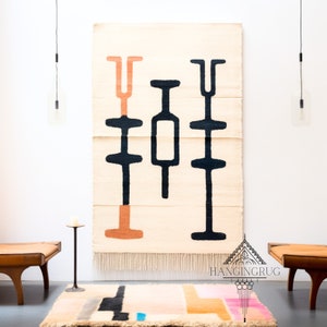 Moroccan hanging Art Wall Tapestry - Authentic Ethnic Decor for Home hanging rufg,Bohemian Charm Handwoven rug wall rug