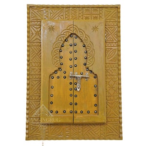 MOROCCAN WOODEN DOOR Moroccan Carved Window  Moroccan hanging art Designs wooden decor pieces