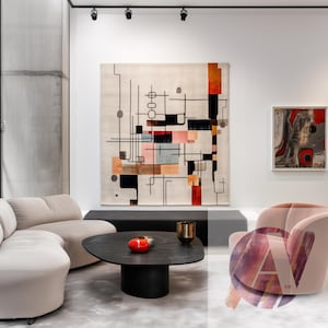 Contemporary Moroccan Abstract Wall Hanging – Artistic Handwoven Tapestry, Modern Boho Decor , Handwoven Moroccan hanging rug ,tufting art