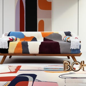 Luxury Abstract Boho sofa Elegant Moroccan Handmade Couch - High-Quality Wool Sofa with New Design Artisan Handwoven Seating Moroccan couch