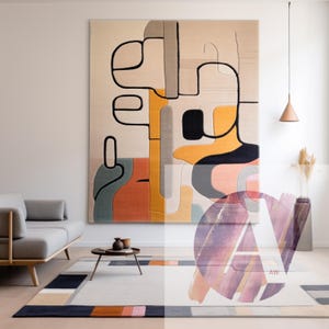 Modern Bohemian art Unique wall hangings Rug Wall Tapestry - Authentic Ethnic Decor for Home Interiors , Handwoven Moroccan rug tufting art