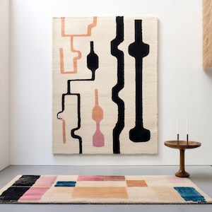 Clasic hanging Rug Wall Tapestry - Authentic Ethnic Decor for Home Interiors ,Bohemian Charm Handwoven Moroccan  rug ,wall rug