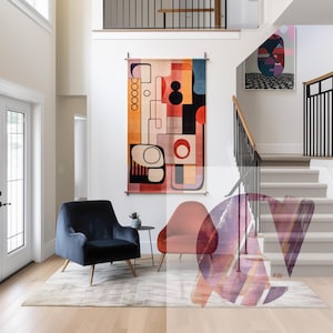 Modern Bohemian art Unique wall hangings Rug Wall Tapestry - Authentic Ethnic Decor for Home Interiors , Handwoven Moroccan rug tufting art