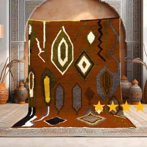 Brown MOROCCAN RUG handmade wool rug authentic moroccan beni ourain carpet ,moroccan abstract rug big discount moroccan rug