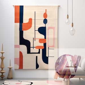 Modern Bohemian art Unique wall hangings Rug Wall Tapestry - Authentic Ethnic Decor for Home Interiors , Handwoven Moroccan rug tufting art