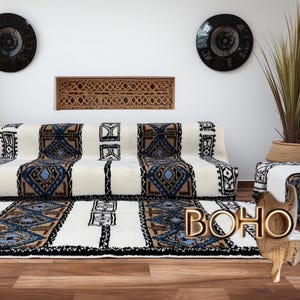 Luxury Beige Boho sofa Elegant Moroccan Handmade Couch  High-Quality Wool Sofa with New Design |  | Artisan Handwoven Seating Moroccan couch
