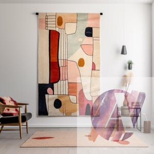 Modern Bohemian art Unique wall hangings Rug Wall Tapestry - Authentic Ethnic Decor for Home Interiors , Handwoven Moroccan rug tufting art
