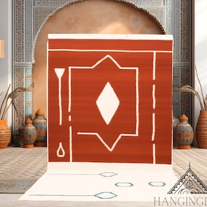 BROWN MOROCCAN RUG handmade wool rug authentic moroccan beni ourain carpet ,moroccan abstract rug  , wall rug, tufted rug