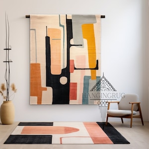 Modern tapestries hanging Rug Wall Tapestry - Authentic Ethnic Decor for Home Interiors ,Bohemian Charm Handwoven Moroccan  rug ,wall rug