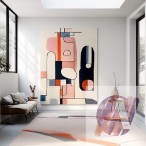 Modern Moroccan Abstract Wall Hanging Rug – Handwoven Bohemian Tapestry, Unique Art Deco Carpet Handwoven Moroccan rug tufting art