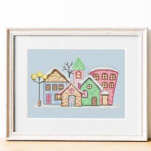 Cozy Winter Houses Cross Stitch Pattern: Easy Home Decor (PDF Pattern)