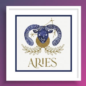 Modèle de point de croix signe astrologique Bélier : thème astrologique pour débutant (PDF)