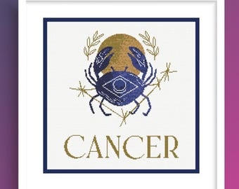 Cancer Zodiac Cross Stitch Pattern: Astrology Home Decor (PDF Pattern)