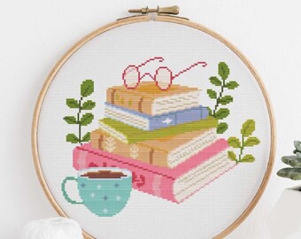 Literary Bliss Cross Stitch Pattern: Book Lover Home Decor (PDF Download