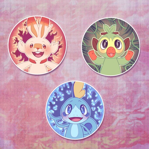 Pokemon Sword And Shield Starter Button Pins
