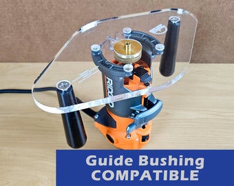 TrimFit Pro™ Ridgid R24012 / R86044xB | Dual Grip Router Base Plate | Guide Bushing Compatible