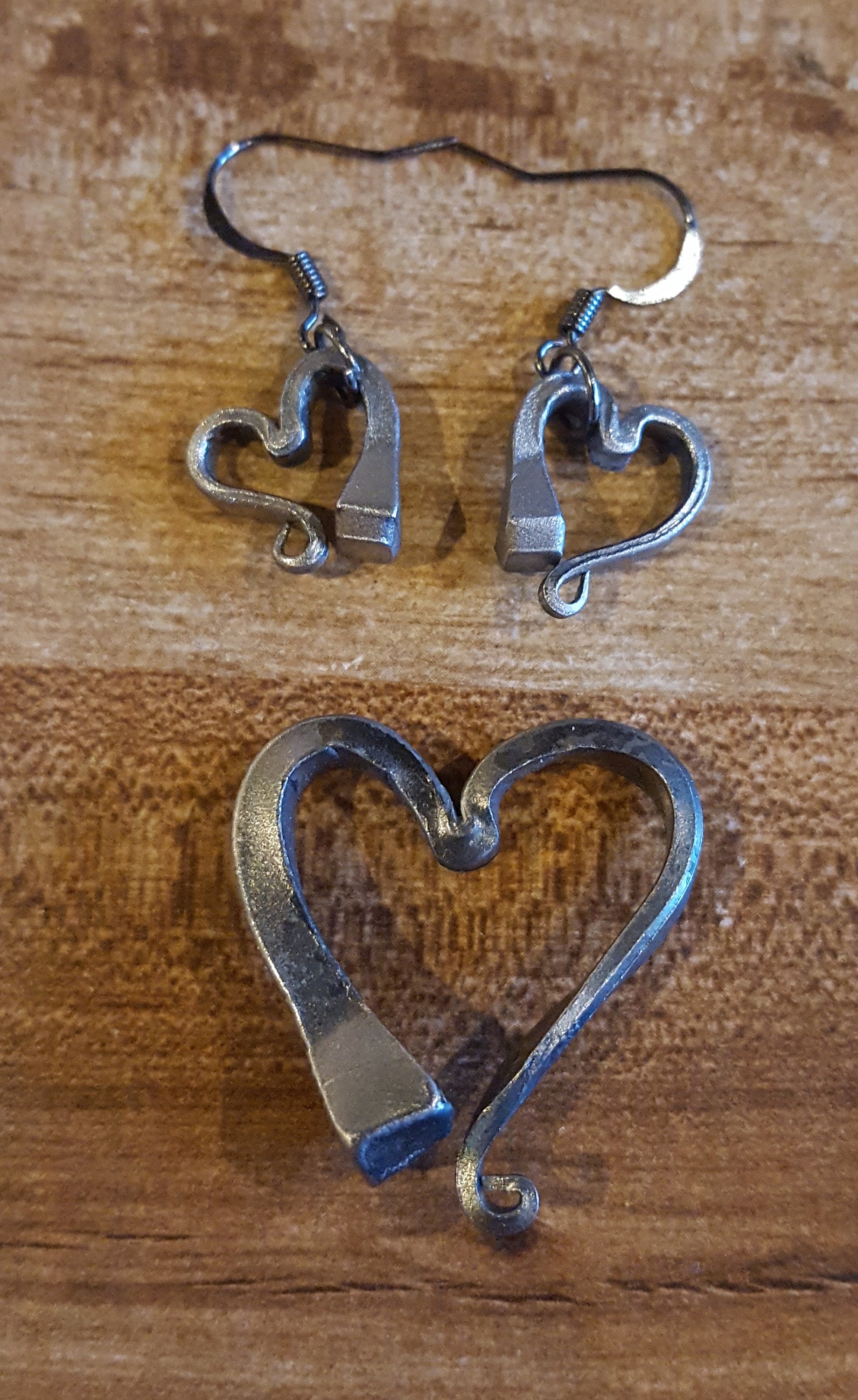 Horseshoe Nail Heart Earrings and Heart Pendant Etsy